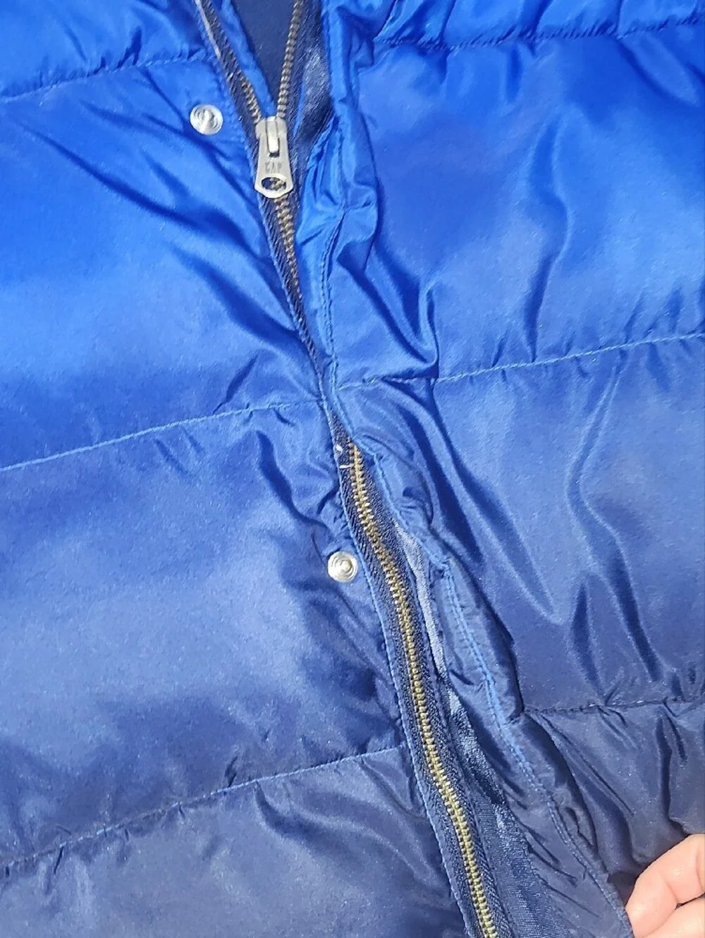 GAP Blue Ombre Kids Puffer Jacket with Hood Boys Sz Large